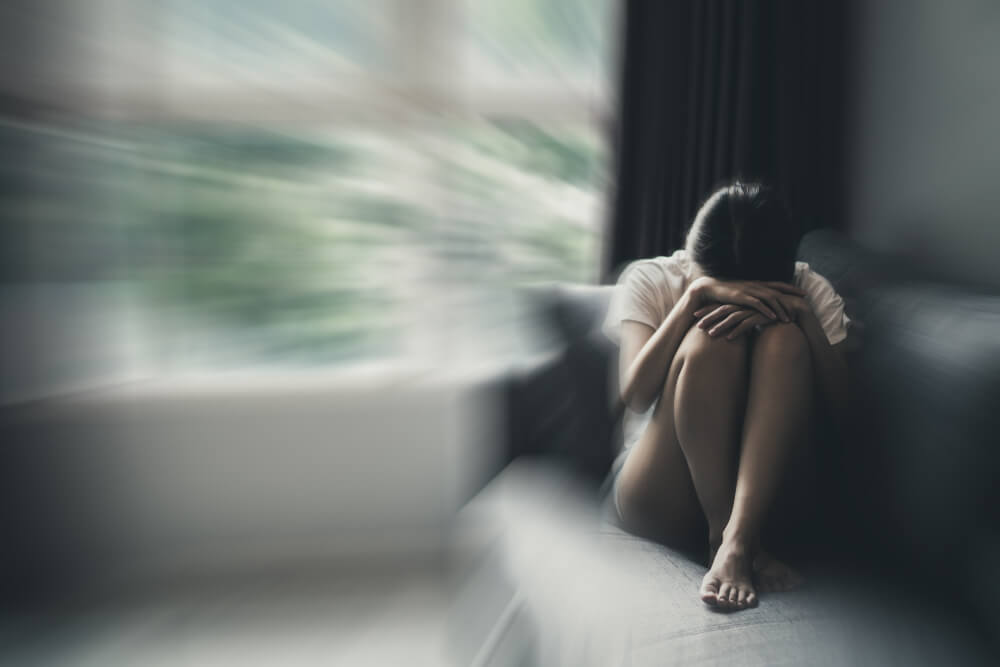 A depressed woman.