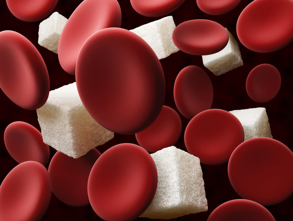 Células do sangue com glicose