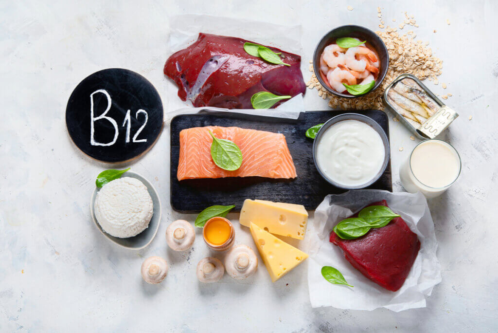 Foods with vitamin B12.