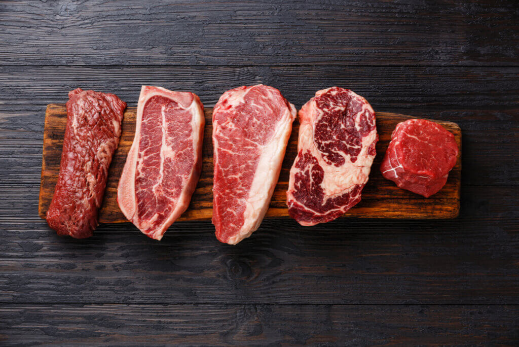 Various cuts of beef.