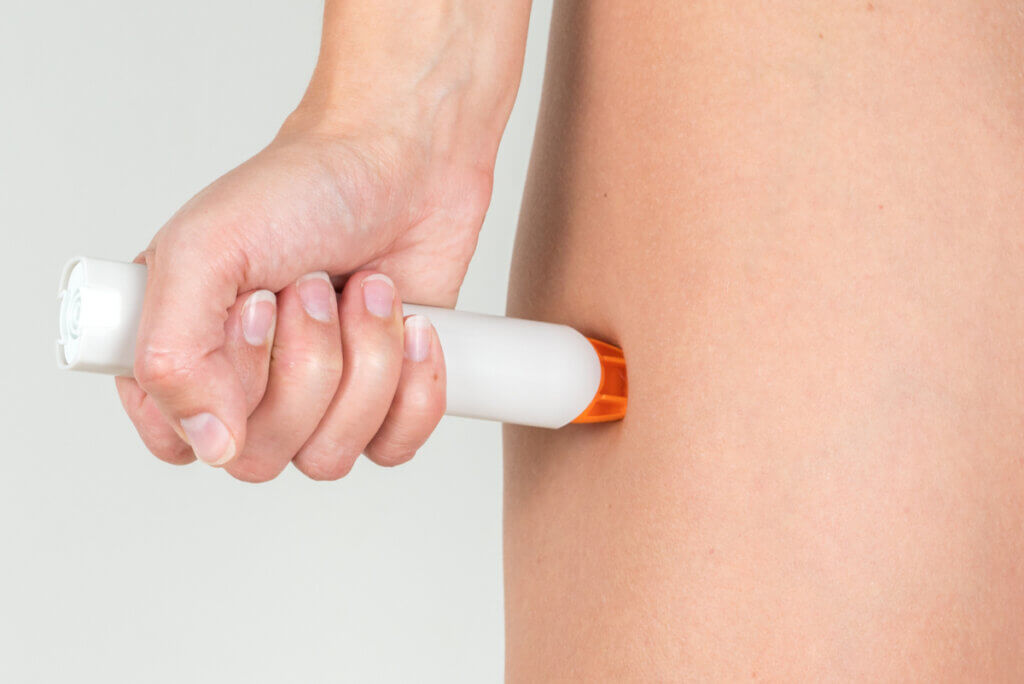 Epinephrine injection prescribed by an allergist.