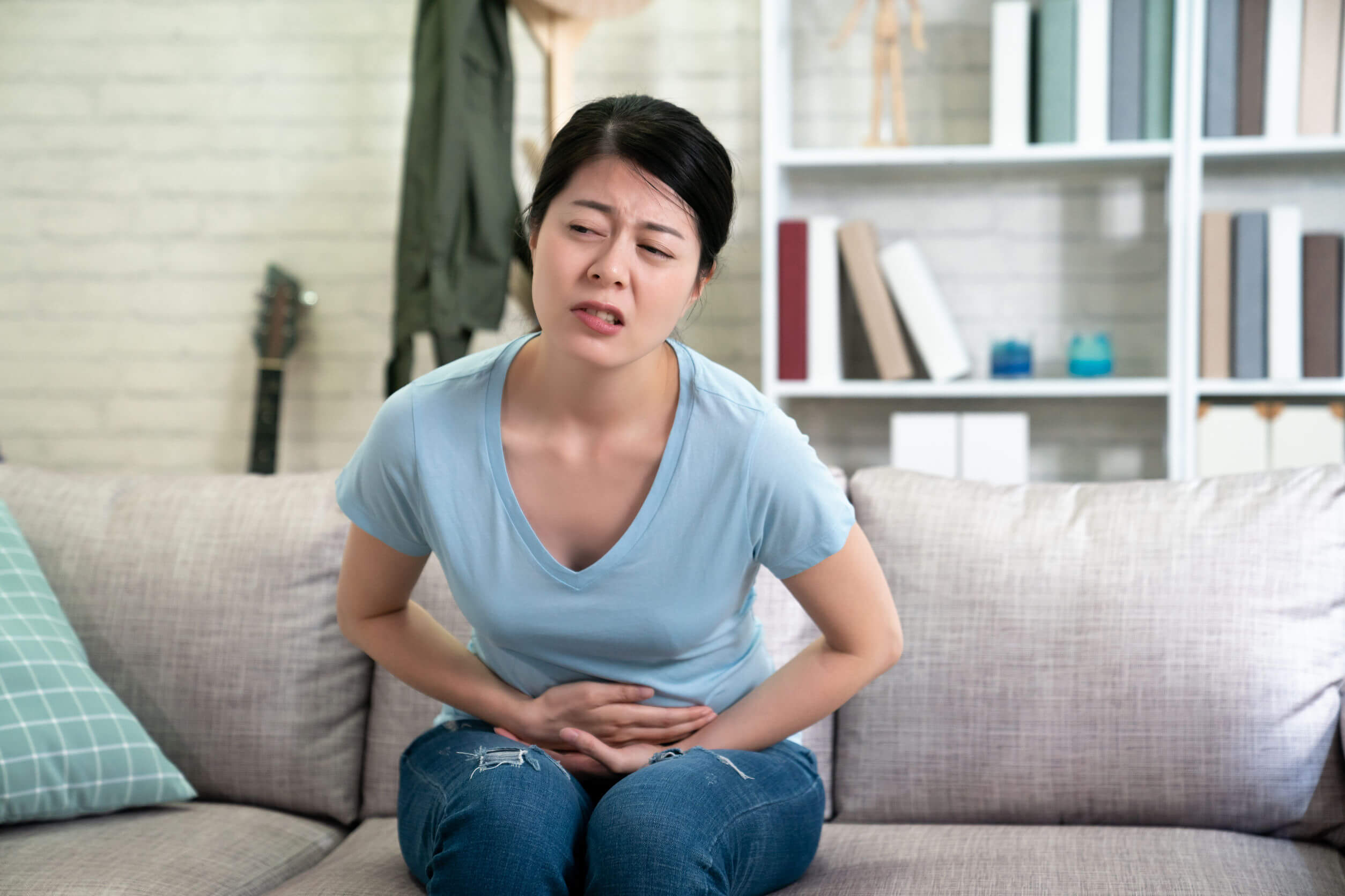 Abdominal pain occurs in most cases of diarrhea.