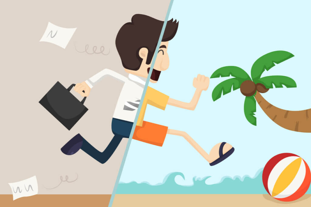 Concepto de vacaciones del trabajo y la importancia de descansar.