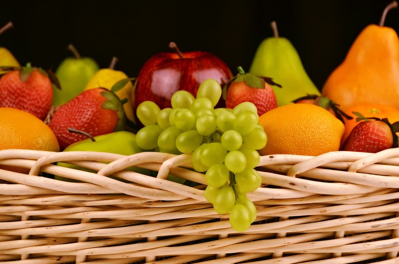 A basket of fresh fruit.