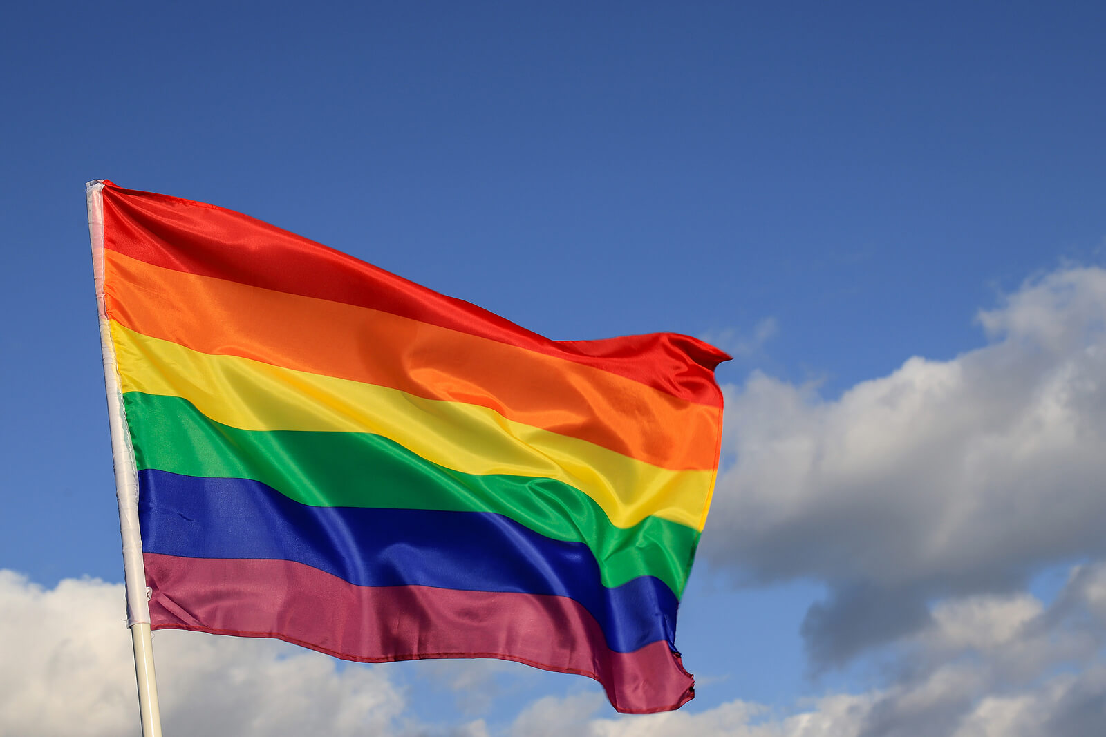 Drapeau multicolore du mouvement gay.