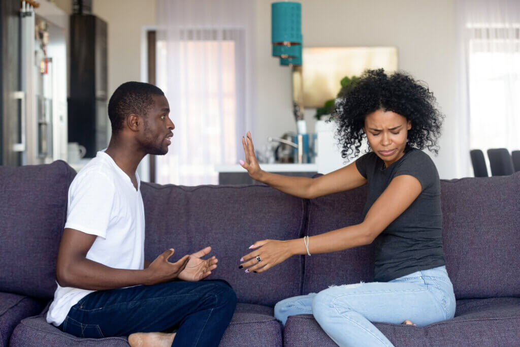 A black couple having an argument.