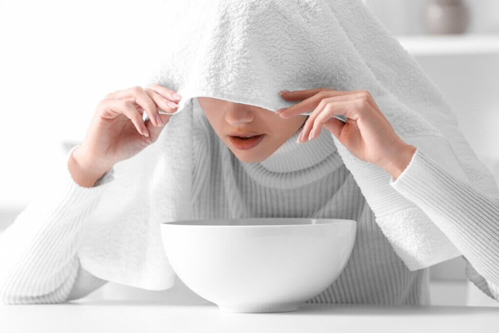 To relieve nasal dryness, use steam